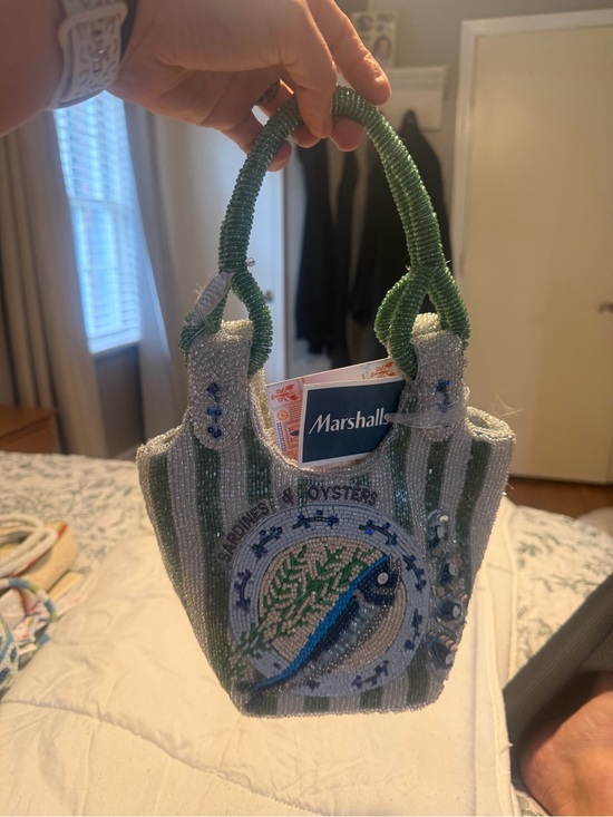 Marshalls Handbags - NWT Handcrafted in India Sardine Can Beaded Mini Tote Bag Tinned Fish